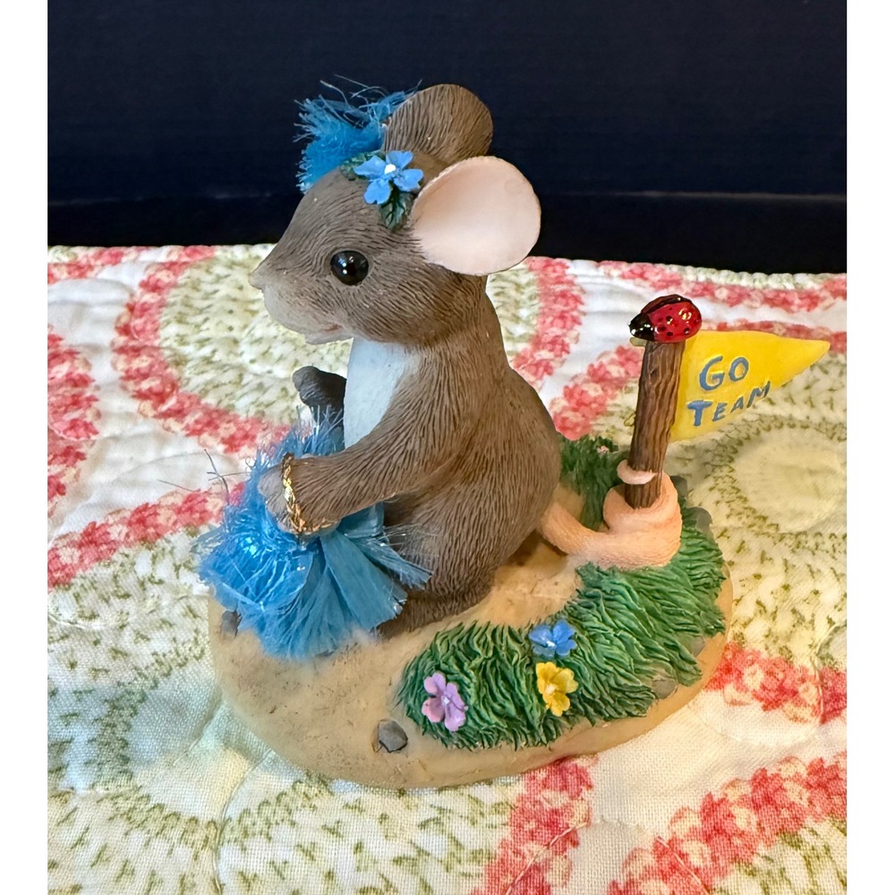 Charming Tails Fitz Floyd Figurine‎ Good Cheers Mouse Cheerleader 87/801